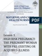MCN2 Lesson 1.2 - High Risk Pregnancy Pre-Ecisting and Acquired Conditions