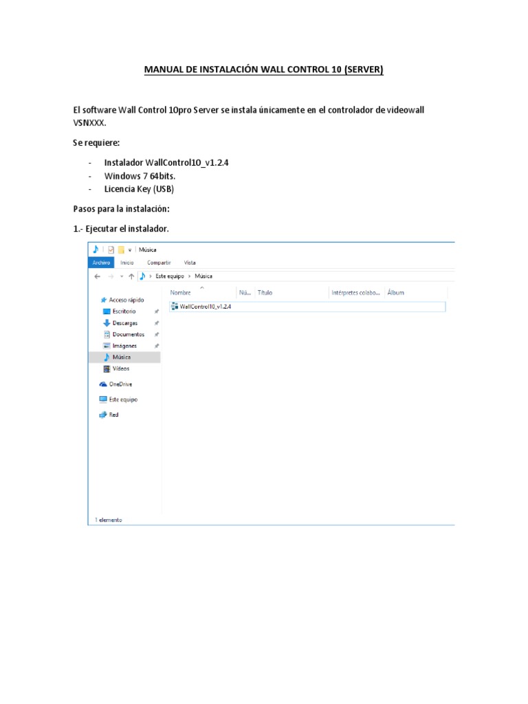 Instalación del software Wall Control 10 Server en Windows 7 para