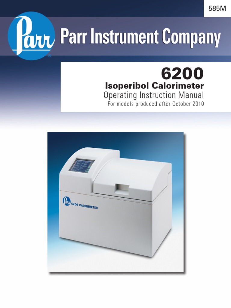 585M Parr 6200 Calorimeter After 10 2010 Inst PDF Valve