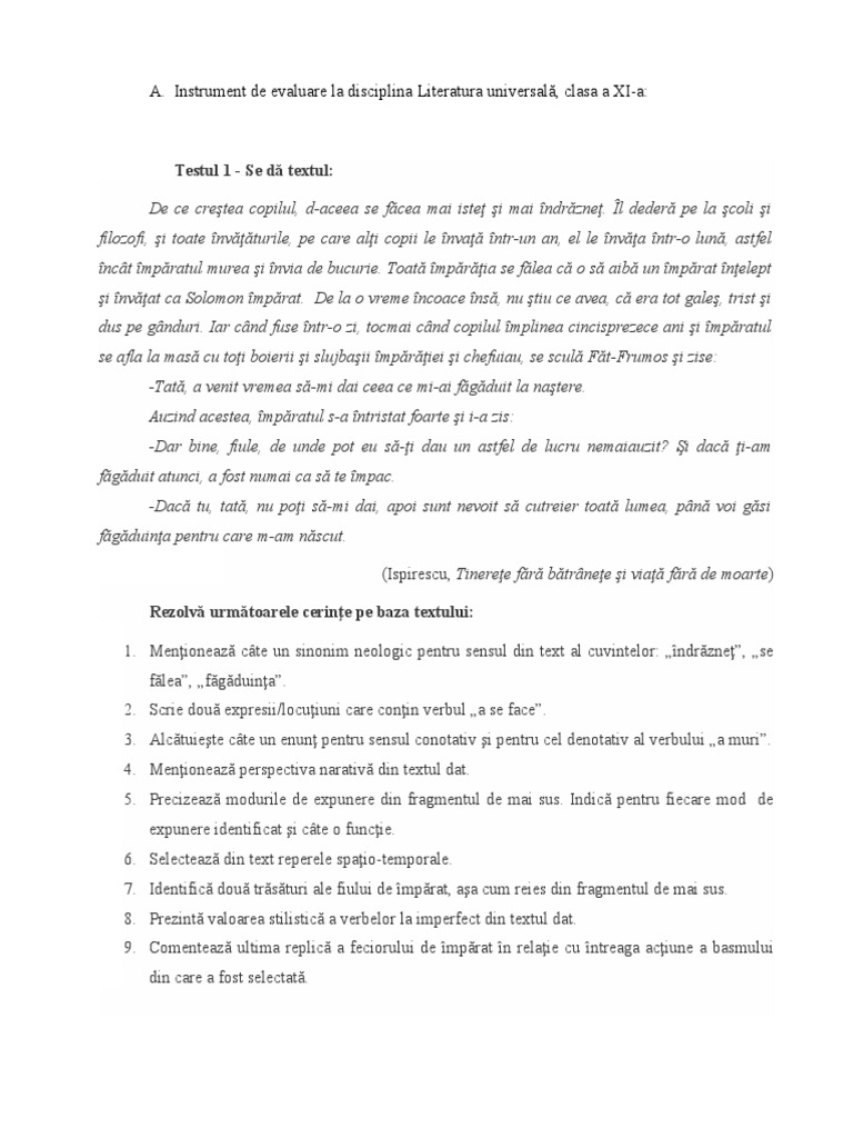 Rezumat Tinerete Fara Batranete Fisa - de - Lucru Tinerete Fara Batranete | PDF