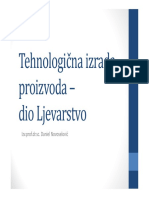 Tehnologična Izrada Proizvoda - Ljevarstvo - Predavanja