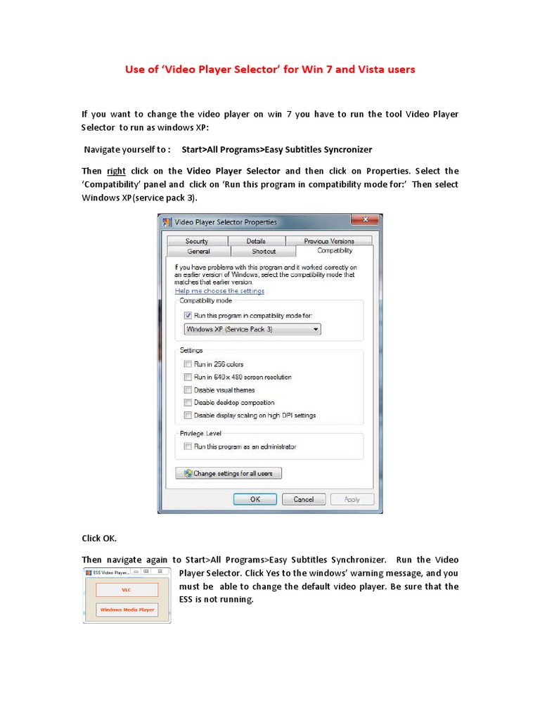 Change Video Player on Win 7/Vista | PDF