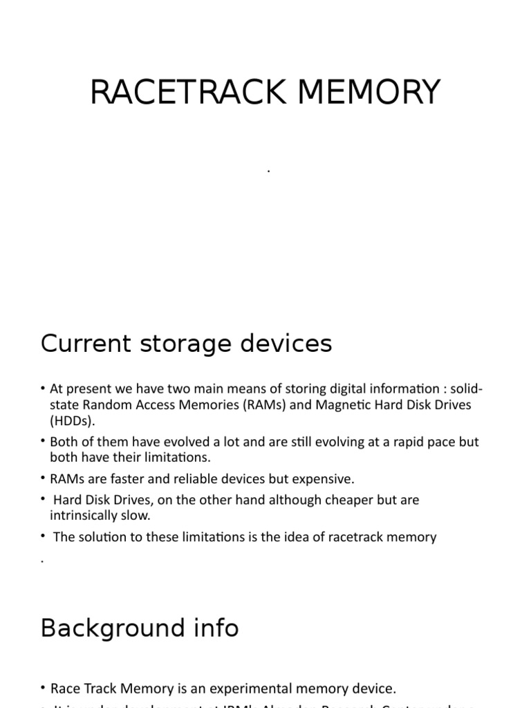 Racetrack Memory PDF Computer Data Storage Hard Disk Drive