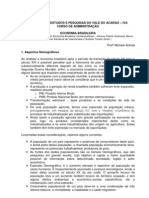 APOSTILA DE ECONOMIA BRASILEIRA - Aspectos Demográficos