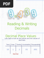 Reading and Writing Decimals