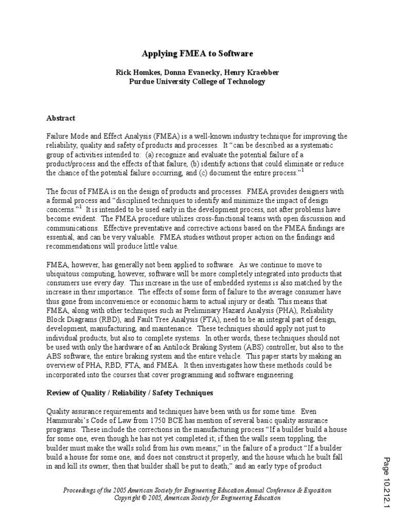 FMEA For Software Industry PDF | PDF | Reliability Engineering ...