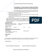 Authorization For Credit Investigation and Appraisal PDF