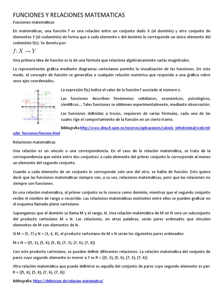 Funciones y Relaciones Matematicas | PDF | Función (Matemáticas