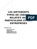 Les Differents Types de Credits Relatifs Aux Particuliers Et Aux Entreprises 1