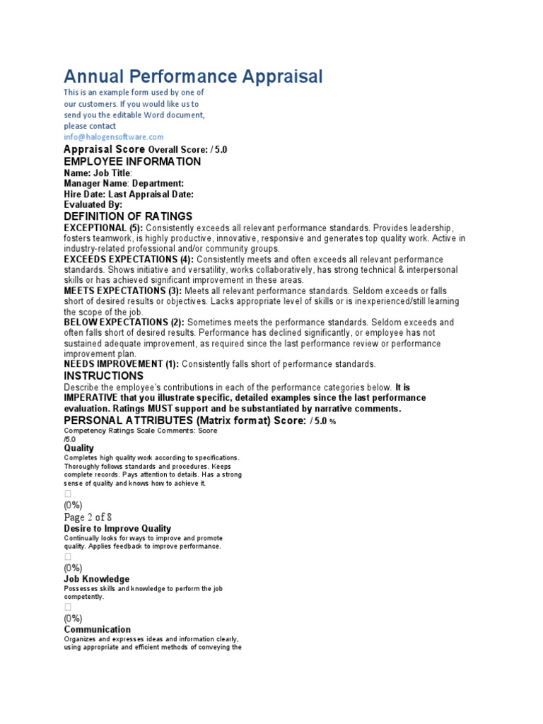 Annual Performance Appraisal | PDF | Performance Appraisal | Goal