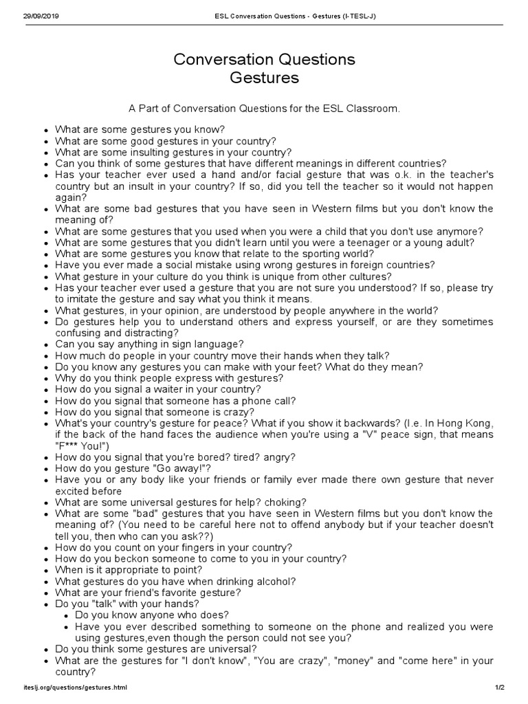 Image Result For Esl Conversation Questions Family I Tesl J