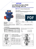 Pressure Reducing Valve PN25 Operating Ranges