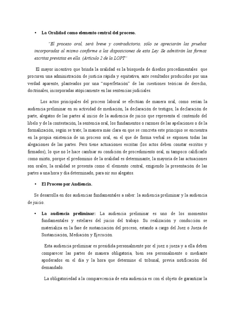 Proceso Oral en la Justicia Laboral | PDF | Jurisdicción | Ley procesal