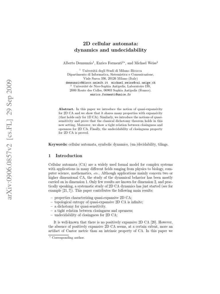 2D Cellular Automata | PDF | Continuous Function | Vector Space