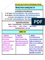 Sample - Grade 3 Weekly Home Learning Task List