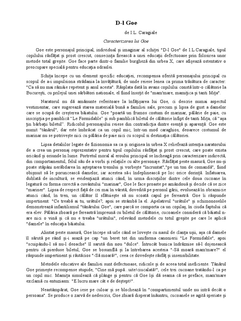 Caracterizare DL Goe | PDF