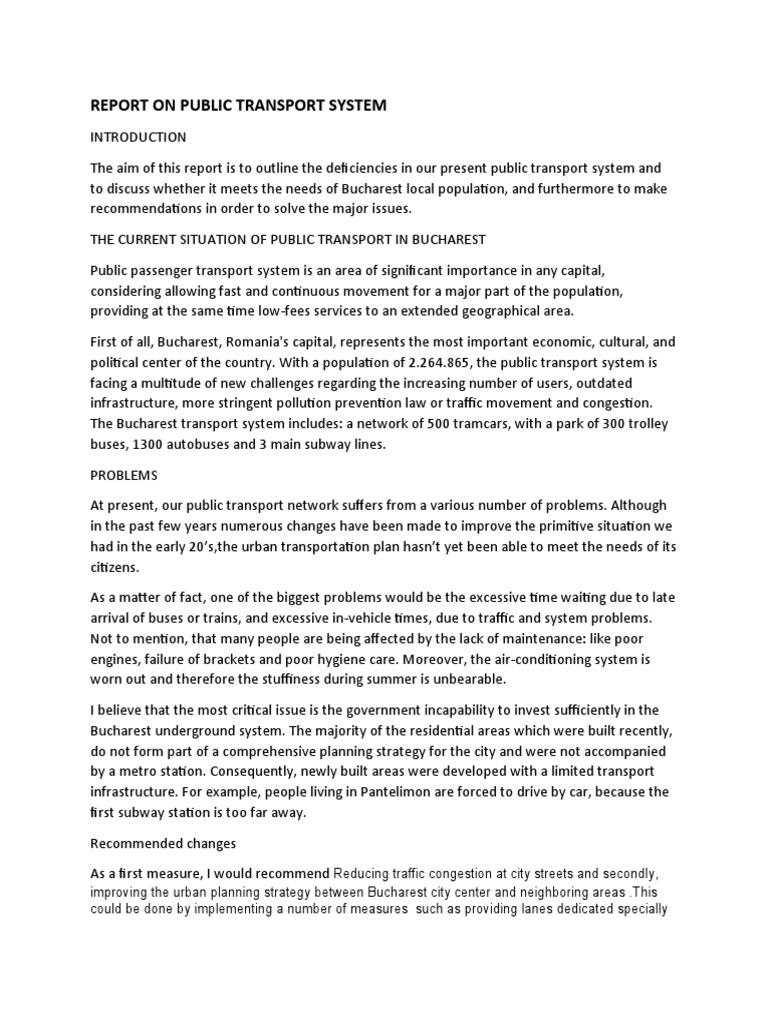Bucharest Public Transport Report | PDF | Public Transport | Rapid Transit