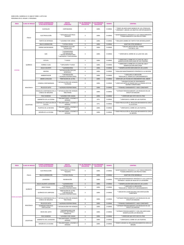 Riesgos y Controles en el Hogar | PDF | Quemar | Alergia