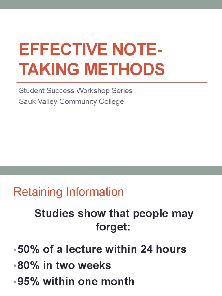Effective Note Taking Methods | PDF | Lecture | Neuropsychological ...