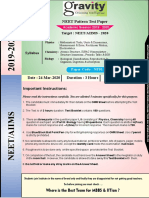 NEET Physics, Chemistry and Biology Test Paper