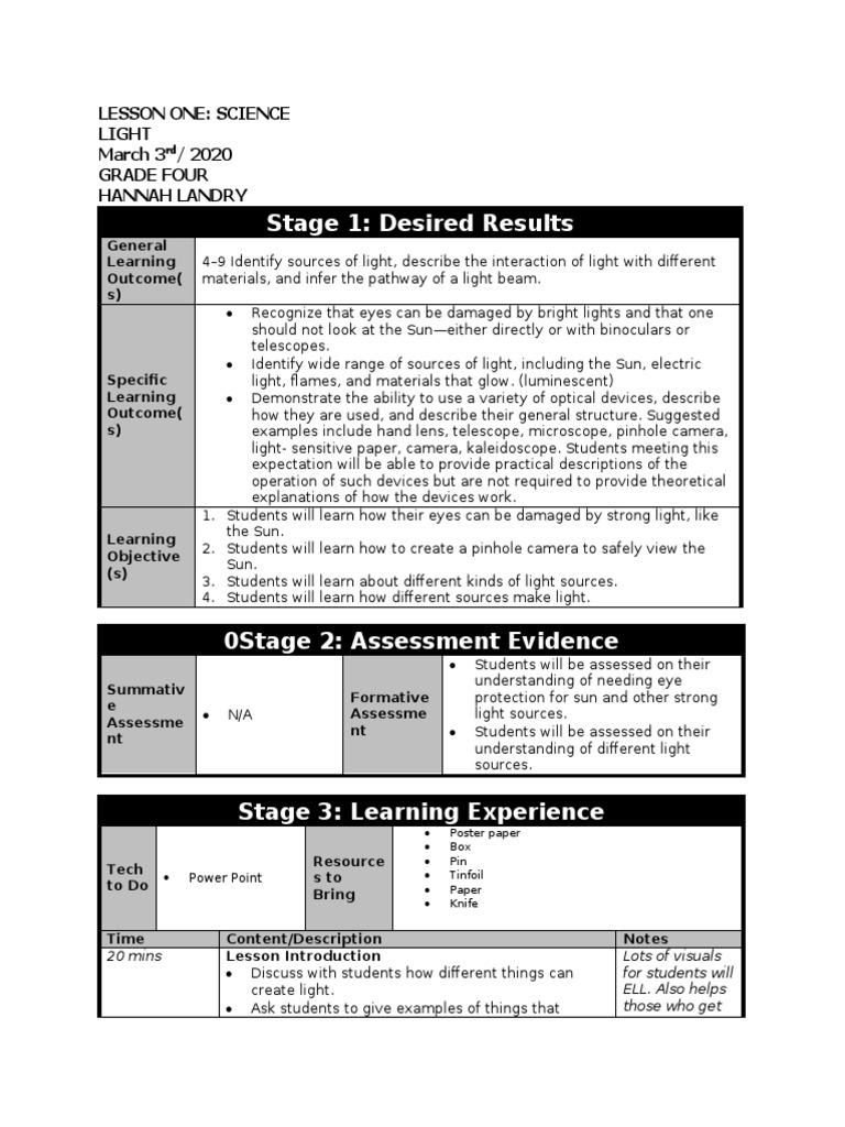 Lesson 1 - Science | PDF | Light | Eye
