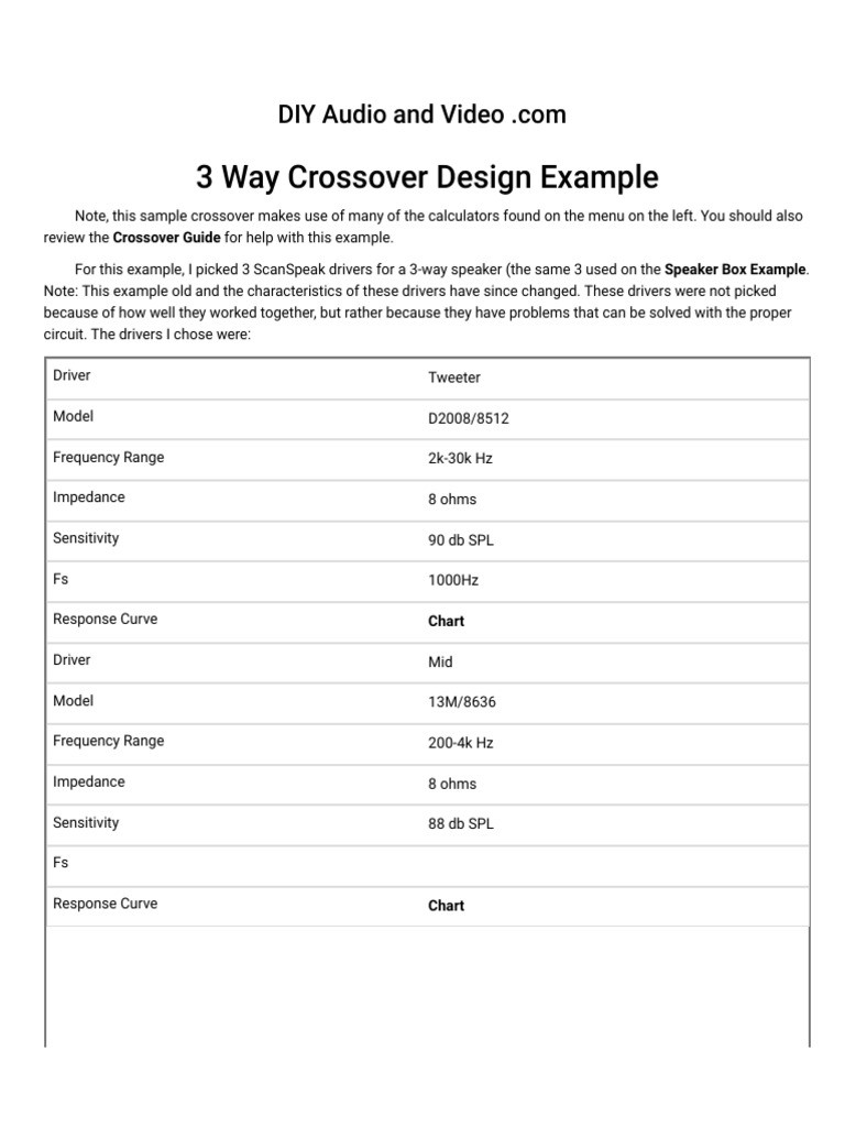 3 Way Crossover Design Example PDF Loudspeaker Inductor