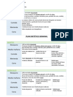 Plan Dietetico Semanal Hipocalórico para Varon