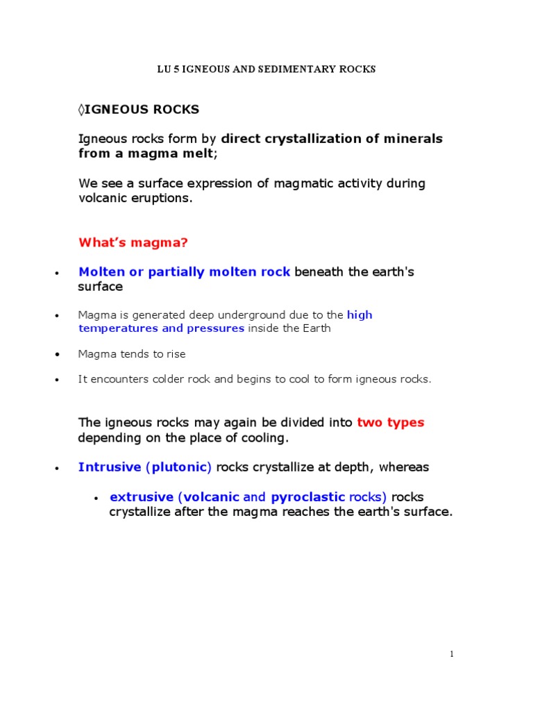 Igneous and Sedimentary Rocks | PDF | Igneous Rock | Minerals