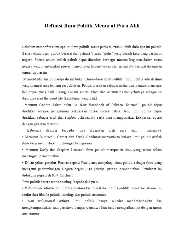 Definisi Ilmu Politik Pdf