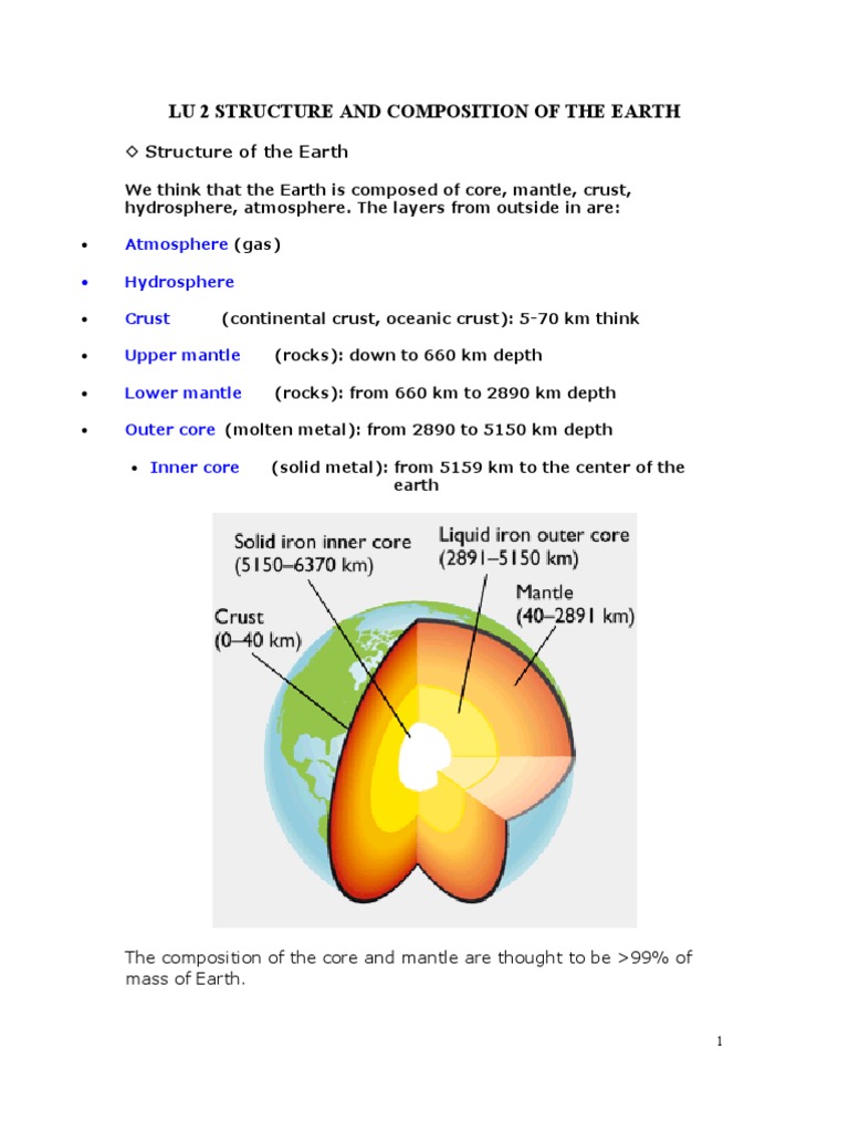Earth Structure and Composition Overview | PDF | Planetary Core | Meteorite