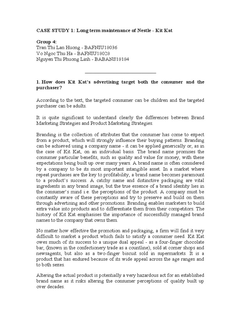 Kit Kat Marketing Strategy Analysis | PDF | Brand | Market Segmentation