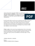 Amnesty International Congratulates WeDpro for Conducting the Research on Domestic Violence and Sex Trafficking in Urban Poor Communities