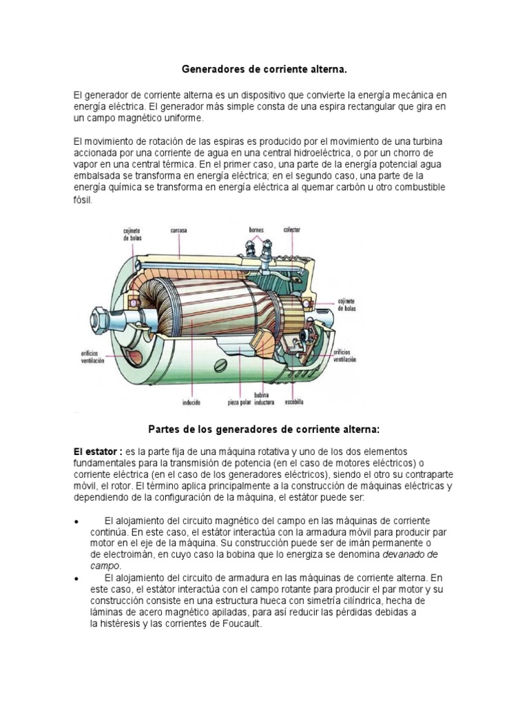 venganza metálico Sonrisa Generadores de Corriente Alterna | PDF | Generador eléctrico | Motor  eléctrico
