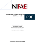 Medição da eficiência de um aquecedor de água a gás