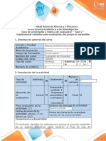 Guía de actividades y rúbrica de evaluación  Fase 2 - Implementar métodos para evaluación del proyecto sostenible