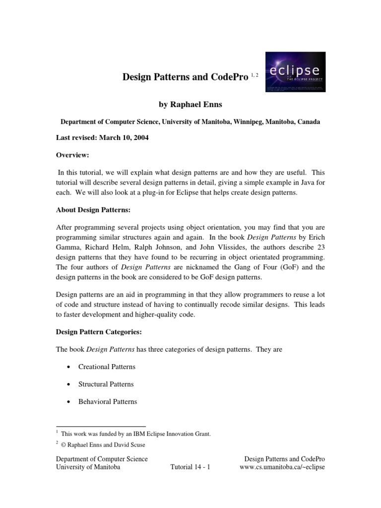 14 Design Patterns | PDF | Class (Computer Programming) | Method ...