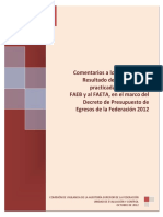 Comentarios A Los Informes Del Resultado de Las Auditorías Practicadas Por La ASF Al FAEB y Al FAETA, en El Marco Del Decreto de Presupuesto de Egresos de La Federación 2012