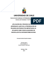 Aplicación Del Proceso de Analisis Jerarquico (AHP) en La Priorizacion de Peligros en Productos Importados Al Ecuador Como Vehiculizadores de Encefalopatia Espongiforme Bovina PDF