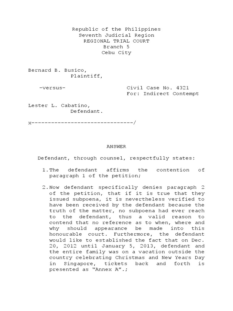 Indirect Contempt Case: Busico vs. Cabatino | PDF | Contempt Of Court ...