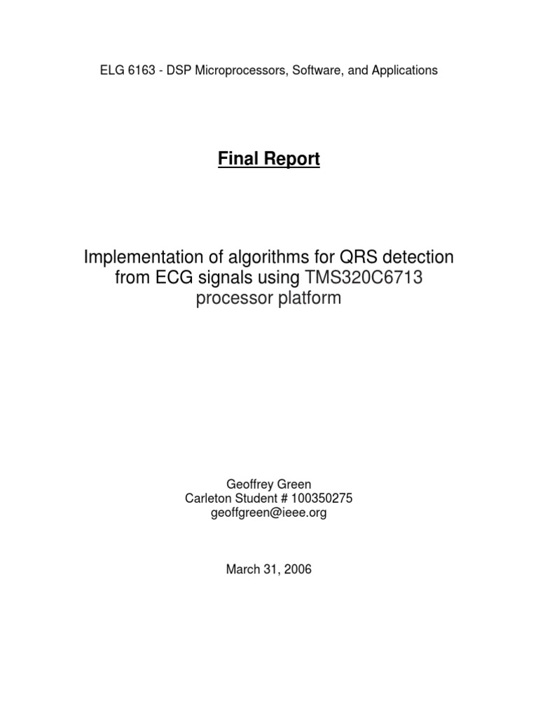 QRS Detection Algorithm Implementation | PDF | Electrocardiography ...