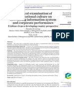 Empirical Examination of Organizational Culture On Accounting Information System and Corporate Performance Evidence From A Developing Country Perspective