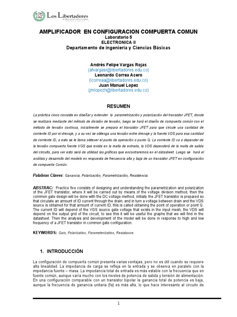 Compuerta Comun | PDF | Dispositivos semiconductores | Cantidad
