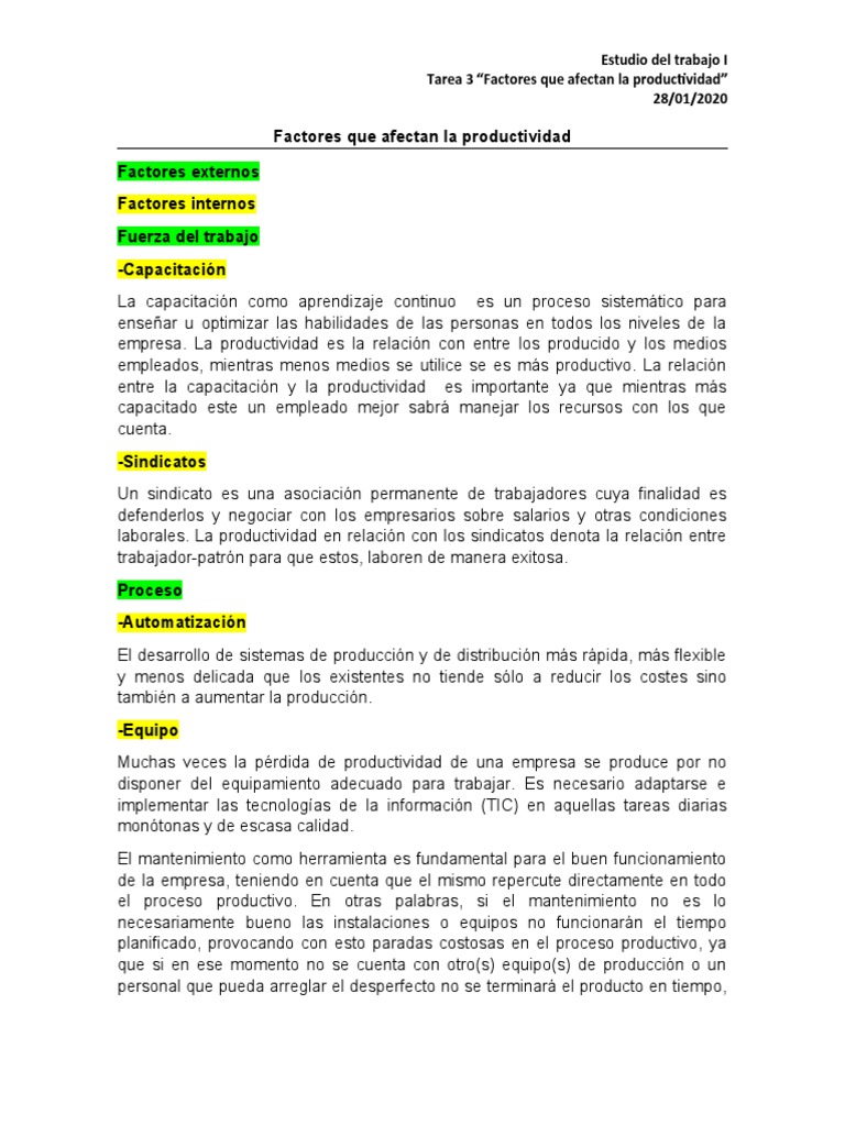 Factores Clave en la Productividad | PDF | Tecnología de información y ...