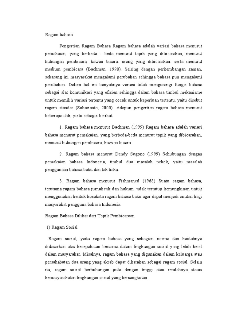 Ragam Bahasa Pdf