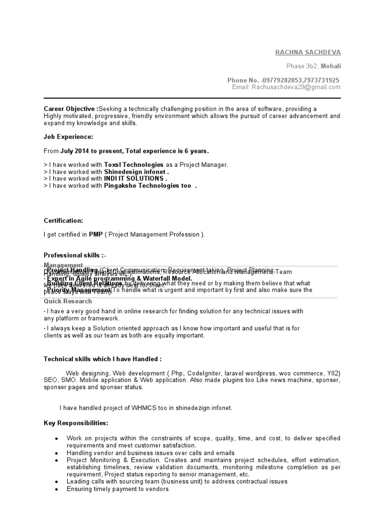 Rachna Sachdeva Updated | PDF | Project Management | Web Development