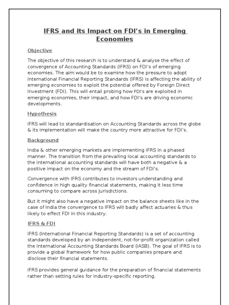 IFRS Impact on FDI in Emerging Economies | PDF | International ...