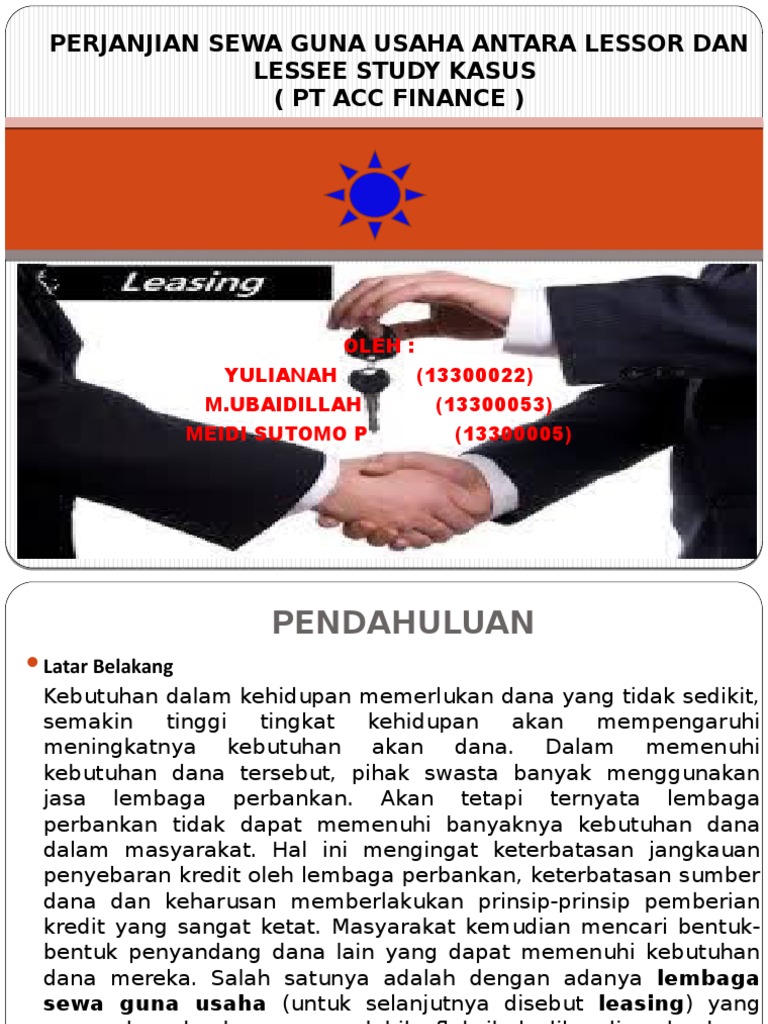 Perjanjian Sewa Guna Usaha Antara Lessor Dan Lessee PDF