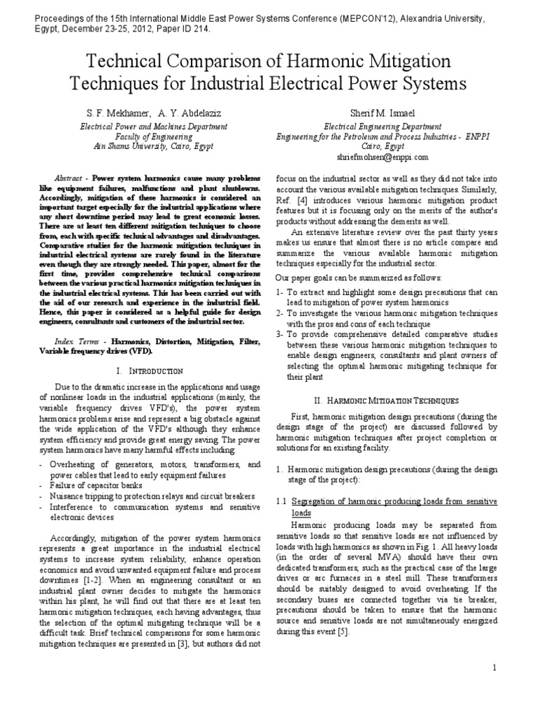 Technical Comparison of Harmonic Mitigation PDF | PDF | Transformer ...