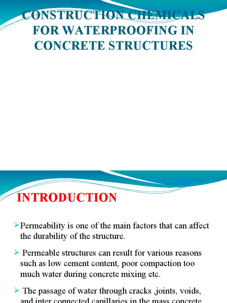 Construction Chemicals For Waterproofing | PDF | Concrete | Corrosion