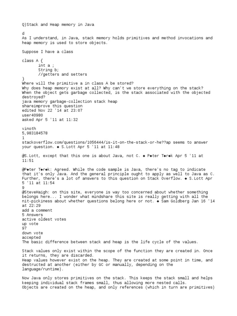 Stack and Heap Memory in Java | PDF | Variable (Computer Science ...